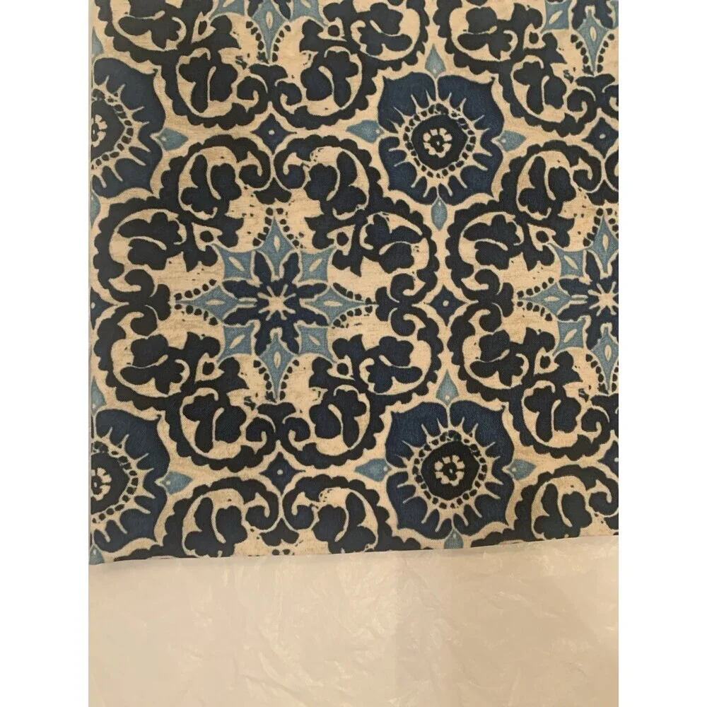 Blue And White Damask Patterned Window Valance Handmade 55”x16.5”
